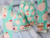Reststück 41cm - Baumwollcanvas Äpfel mint-rosa byGraziela