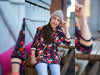 Reststück 150cm - Hamburger Liebe Baumwollsweat Travel the World Secret Garden dunkles bordeaux-bunt