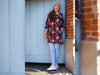 Reststück 150cm - Hamburger Liebe Baumwollsweat Travel the World Secret Garden dunkles bordeaux-bunt