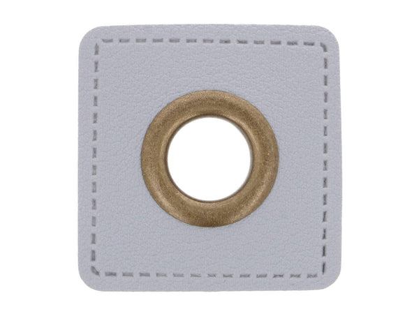 Ösen Patch Quadrat für Kordeln grau-bronze 8mm Lederimitat