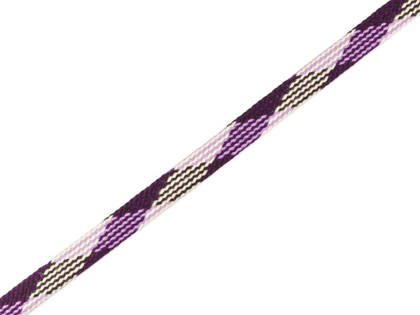 1m Flachkordel Twist Me Plaid Glory weiß-glicine-violaceo-viola-schwarz 15mm