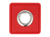 Ösen Patch Skai Quadrat für Kordeln rot-silber 8mm Lederimitat