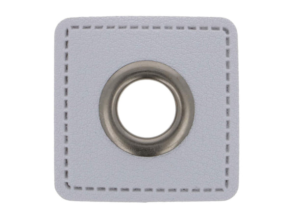 Ösen Patch Quadrat für Kordeln grau-altsilber 8mm Lederimitat