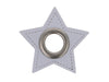 Ösen Patch Stern für Kordeln grau-altsilber 11mm Lederimitat