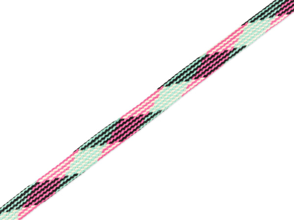 1m Flachkordel Twist Me Plaid Glory weiß-ortensia-verdino-schwarz 15mm