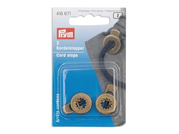 Prym 416671 Kordelstopper 1-Loch Kunststoff altmessing 2 Stück