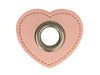 Ösen Patch Herz für Kordeln rosa-altsilber 8mm Lederimitat