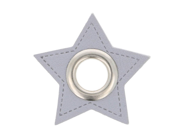 Ösen Patch Stern für Kordeln grau-nickel 11mm Lederimitat