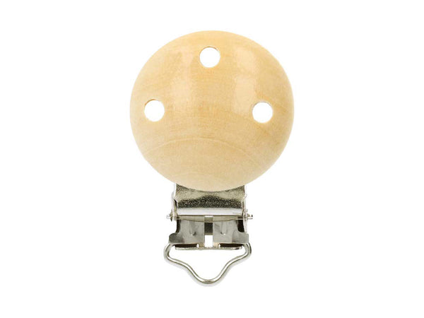 1 Stück Schnullerkettenclip Holz natur