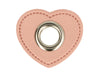 Ösen Patch Herz für Kordeln rosa-nickel 8mm Lederimitat