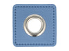 Ösen Patch Skai Quadrat für Kordeln jeansblau-silber 8mm Lederimitat