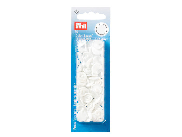 Prym 393103 Nähfrei Druckknöpfe Color Snaps rund 12,4 mm weiß - 30 Stück