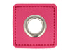 Ösen Patch Skai Quadrat für Kordeln pink-silber 11mm Lederimitat