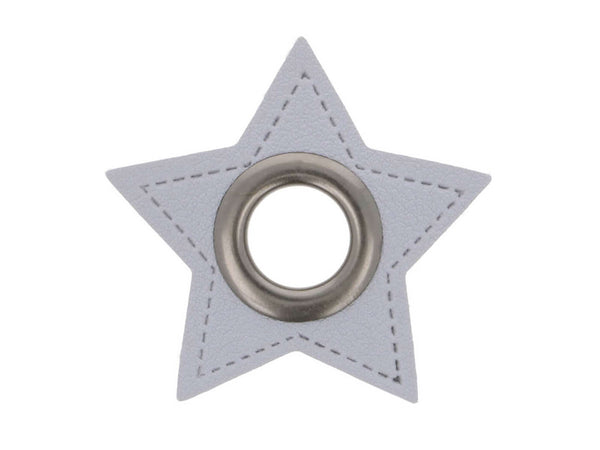 Ösen Patch Stern für Kordeln grau-altsilber 8mm Lederimitat