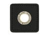 Ösen Patch Quadrat mit Glitzersteinen für Kordeln schwarz-nickel 8mm Lederimitat