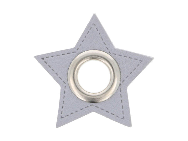 Ösen Patch Stern für Kordeln grau-nickel 8mm Lederimitat