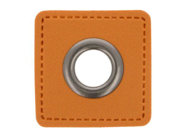 Ösen Patch Quadrat für Kordeln camel-altsilber 8mm Lederimitat