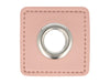 Ösen Patch Skai Quadrat für Kordeln hellrosa-silber 11mm Lederimitat