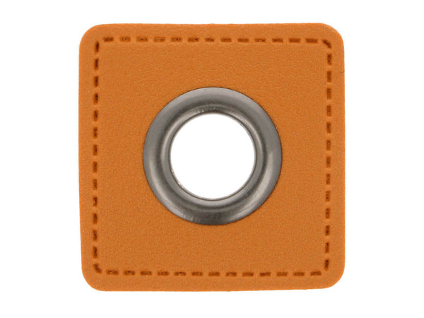 Ösen Patch Quadrat für Kordeln camel-altsilber 11mm Lederimitat