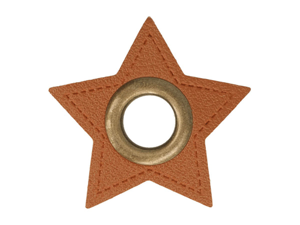 Ösen Patch Stern für Kordeln braun-bronze 8mm Lederimitat