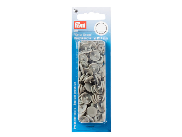 Prym 393124 Nähfrei Druckknöpfe Color Snaps rund 12,4 mm grau - 30 Stück