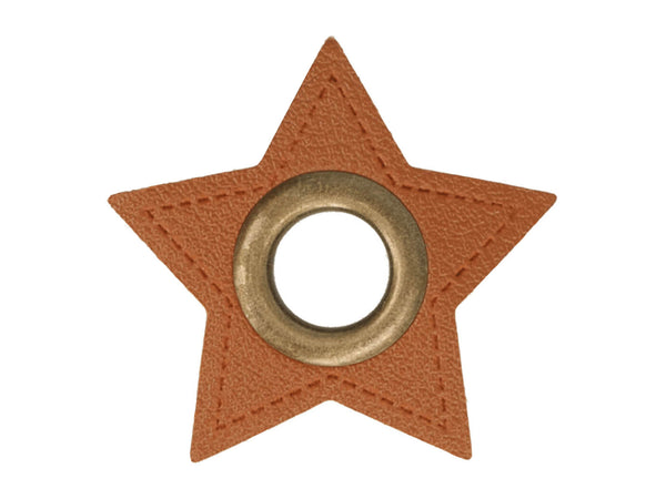 Ösen Patch Stern für Kordeln braun-bronze 11mm Lederimitat