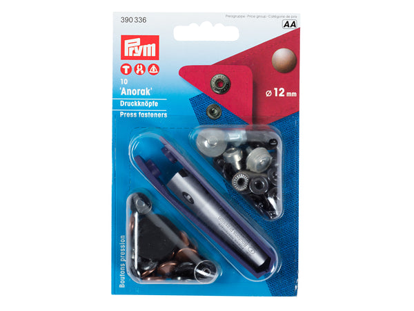 Prym 390336 Nähfrei Druckknöpfe Anorak altkupfer 12mm - 10 Stück