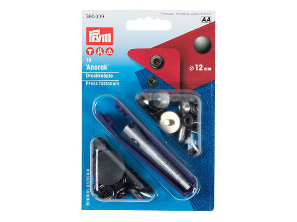Prym 390339 Nähfrei Druckknöpfe Anorak brüniert 12mm - 10 Stück