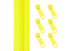 2m Endlos Spiralreißverschluss 5mm + 6 Zipper - 110 - gelb