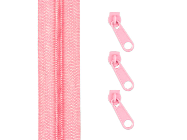 1m Endlos Spiralreißverschluss 5mm + 3 Zipper - 137 - rosa