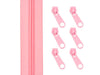 2m Endlos Spiralreißverschluss 5mm + 6 Zipper - 137 - rosa