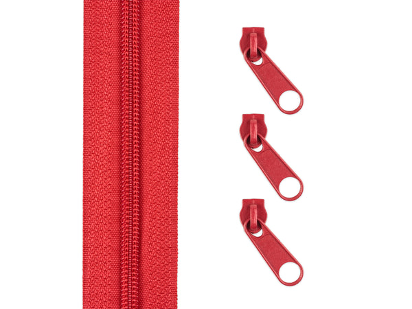1m Endlos Spiralreißverschluss 5mm + 3 Zipper - 148 - rot