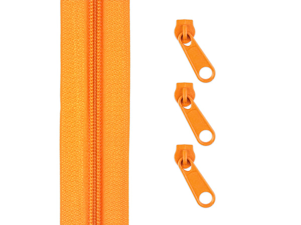 1m Endlos Spiralreißverschluss 5mm + 3 Zipper - 158 - orange