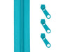 1m Endlos Spiralreißverschluss 5mm + 3 Zipper - 207 - türkisblau