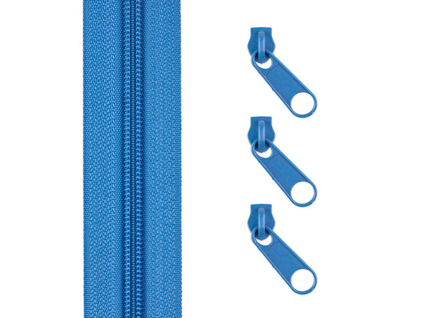 1m Endlos Spiralreißverschluss 5mm + 3 Zipper - 219 - blau