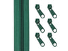 2m Endlos Spiralreißverschluss 5mm + 6 Zipper - 272 - dunkelgrün
