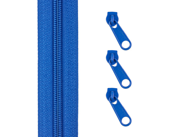 1m Endlos Spiralreißverschluss 5mm + 3 Zipper - 340 - königsblau