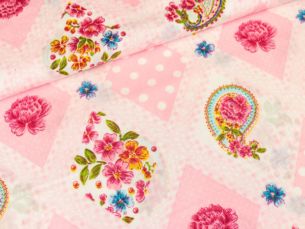 Baumwollstoff Petunia Paisley rosa