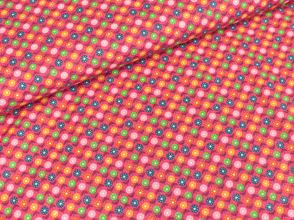 Baumwollstoff Miniblümchen pink-bunt