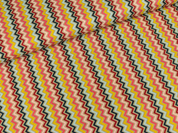 Baumwollstoff Minichevron beige-bunt