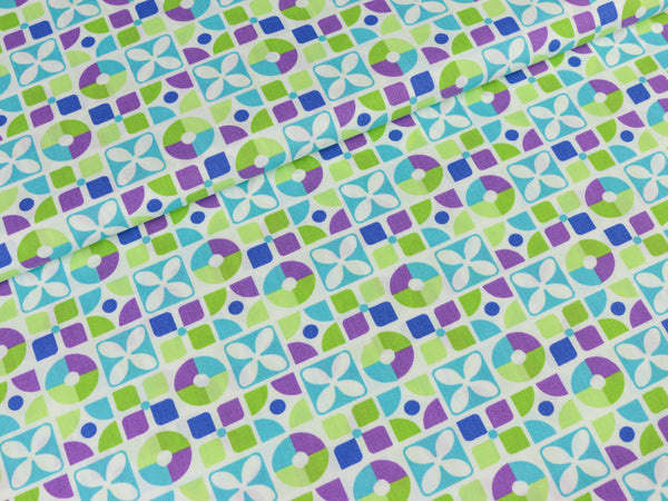 Baumwollstoff Hilco Bahia Retro grün-lila