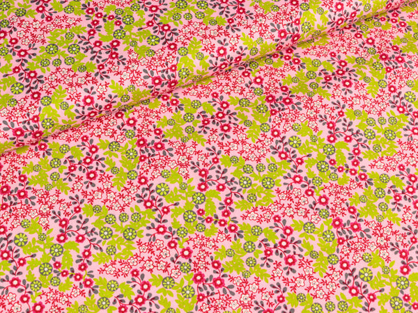 Baumwollstoff Streublümchen auf Rosa