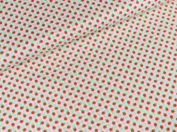 Baumwollstoff Nora Miniäpfel auf Weiß