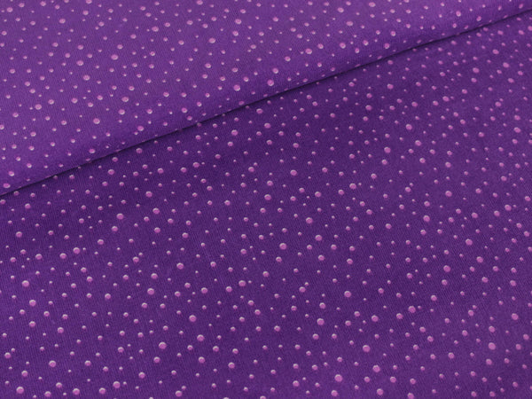 Feincord Minipunkte flieder auf Lila