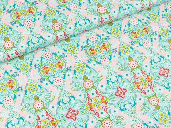 Baumwollstoff Julia Ornamente rosa