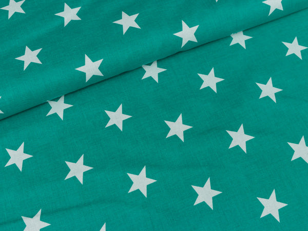 Baumwollstoff Grandy große Sterne auf petrol