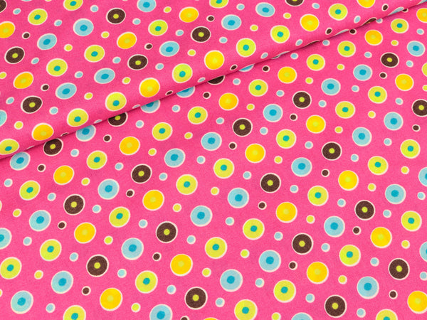 Baumwollstoff Kreise bunt auf pink