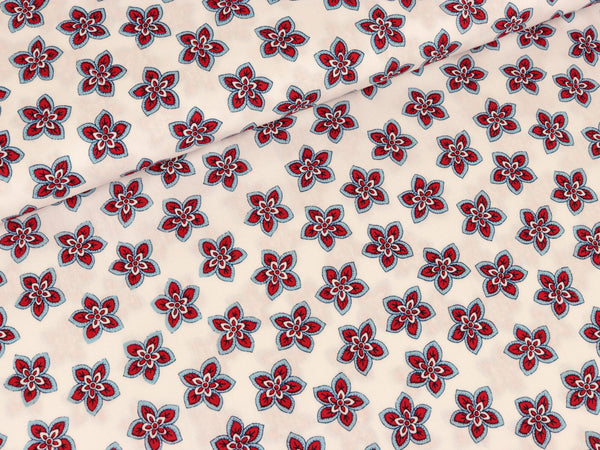 Baumwollstoff Blumen auf Weiß