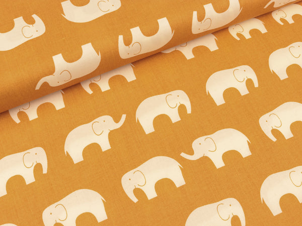 Monaluna Elefanten weiß auf Ocker Organic cotton