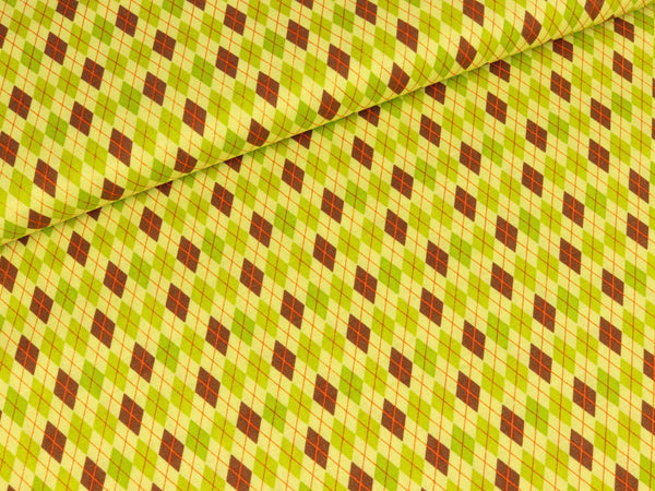 Baumwollstoff Riley Blake Fox Trails Rauten grün-braun